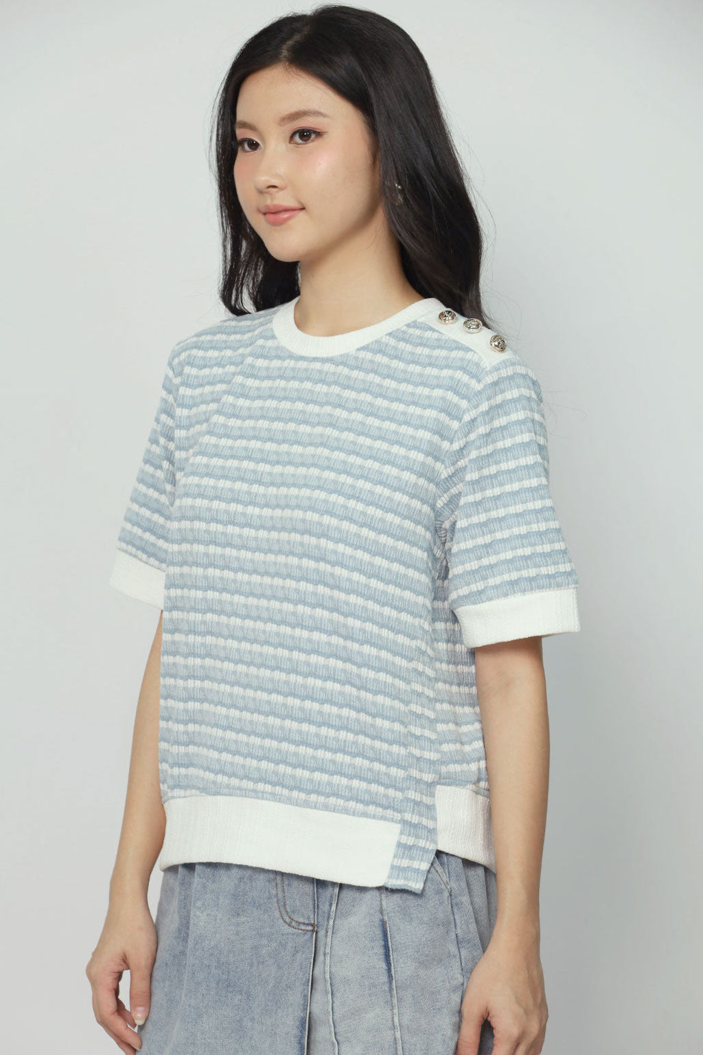 Bey Stripes Knit Top in Blue