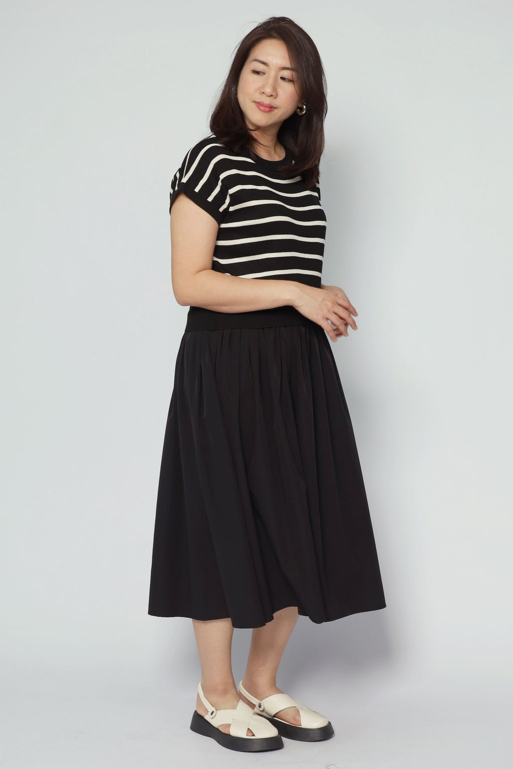 Billy Stripes Knit Dress in Black