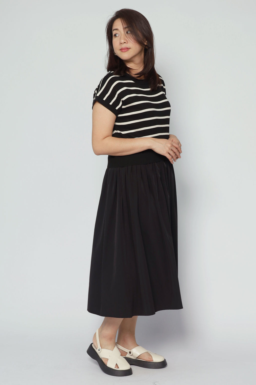 Billy Stripes Knit Dress in Black