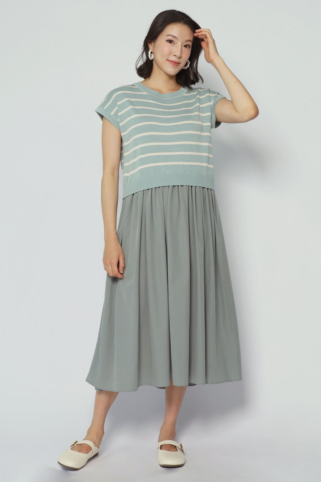 Billy Stripes Knit Dress in Mint