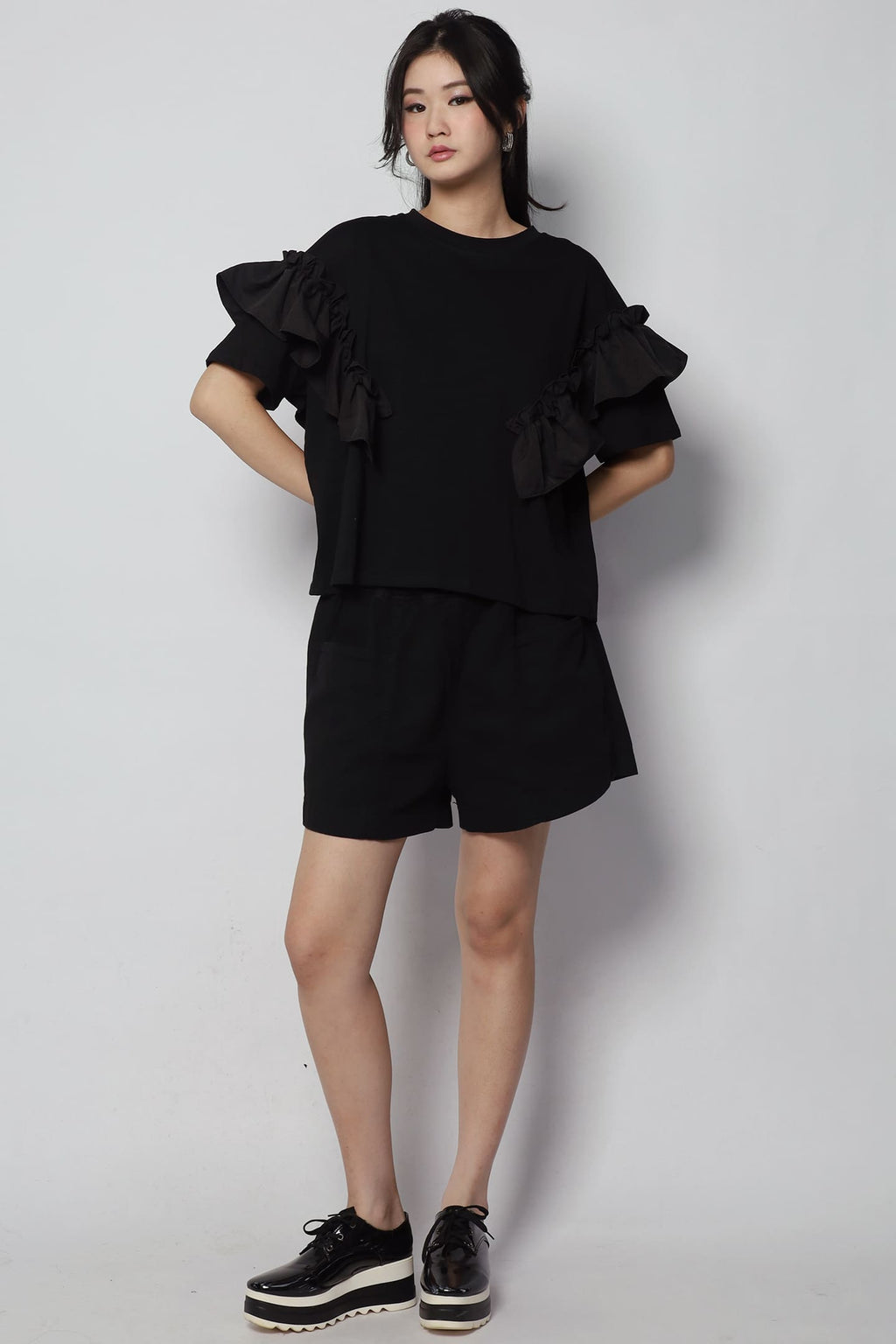 Caran Frill Top in Black