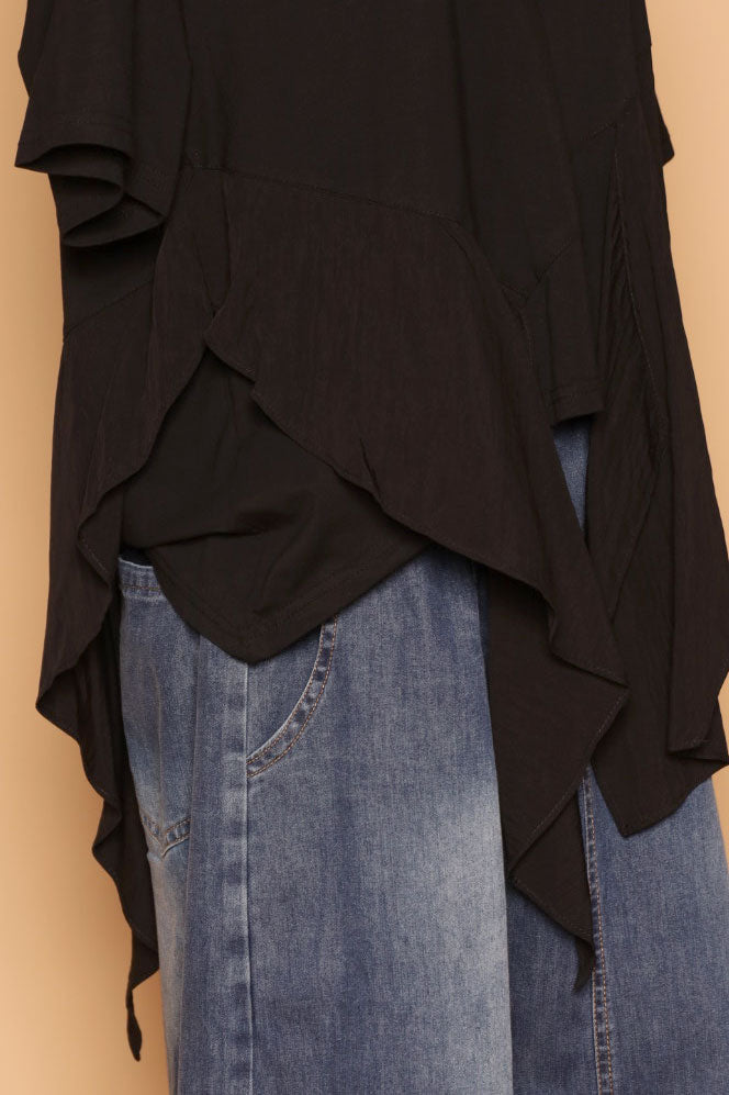 PO - Dominic Fishtail Top in Black