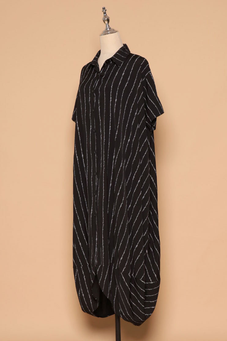 PO - Eunwoo Pinstripes Dress in Black