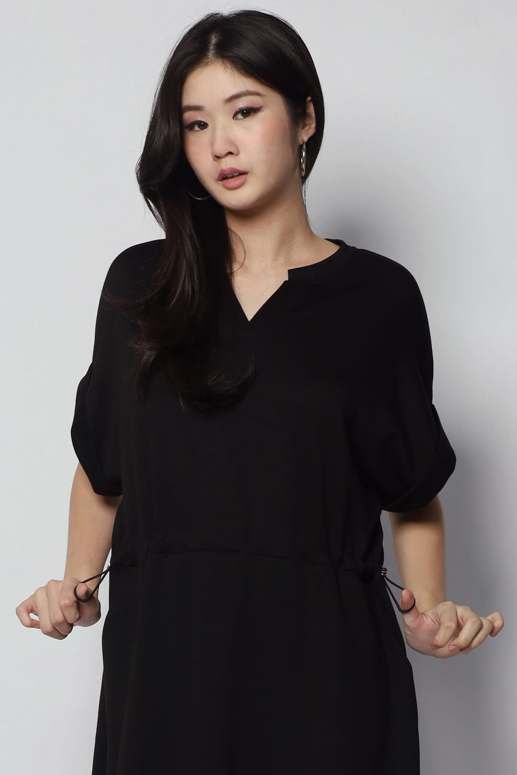 Harper Drawstring Dress in Black
