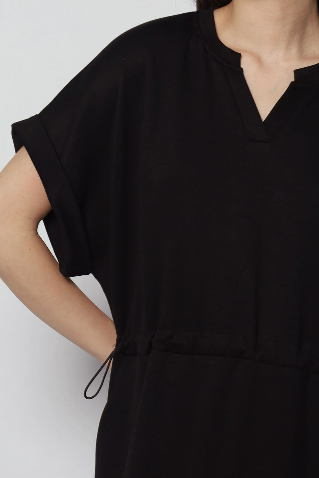 Harper Drawstring Dress in Black