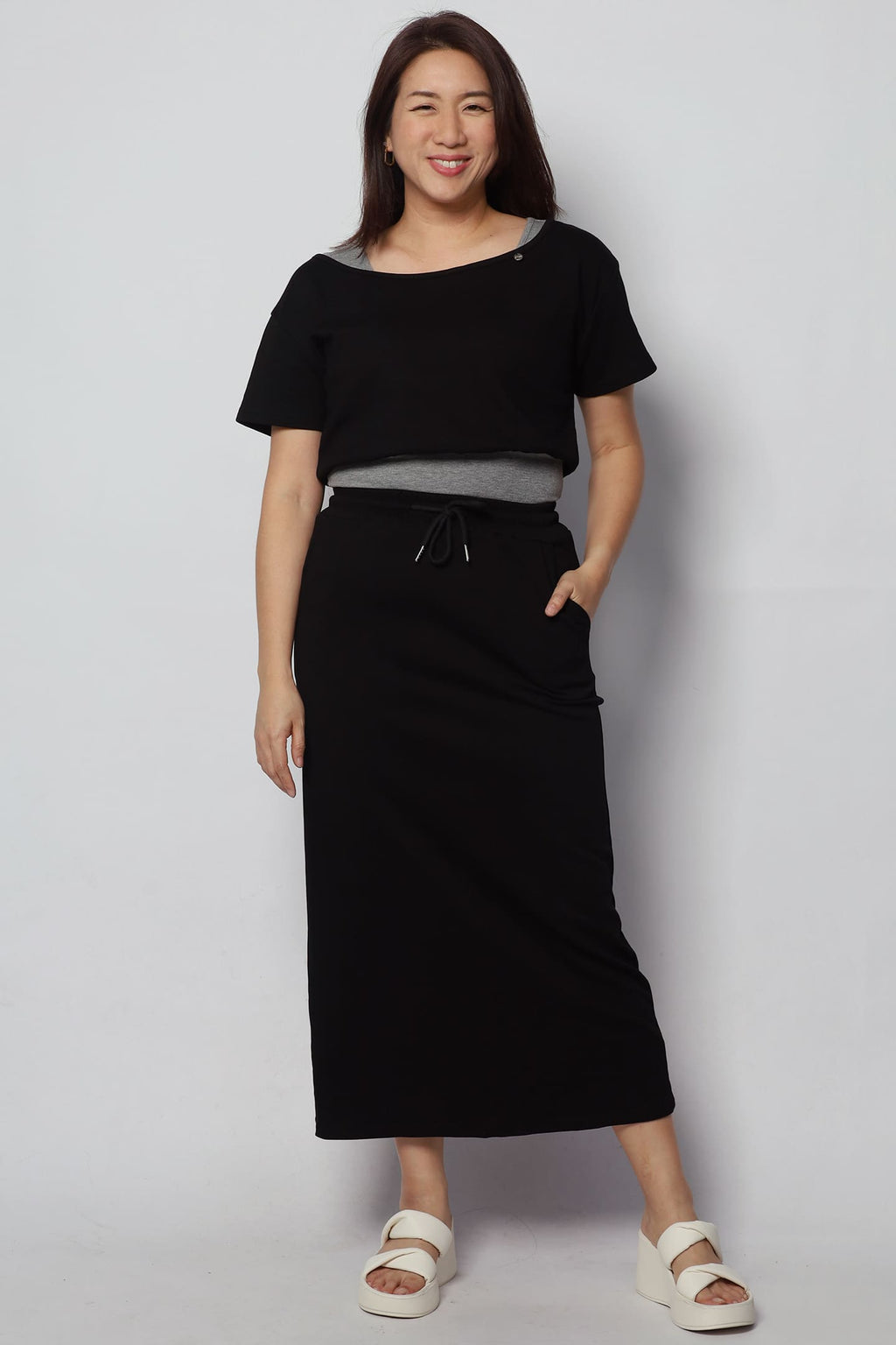 Holland 2 in 1 Top and Skirt Set in Black Grey