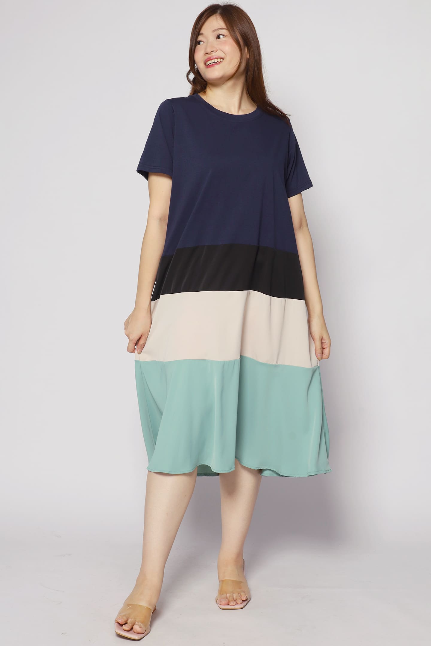 Ivon Colourblock Dress in Blue