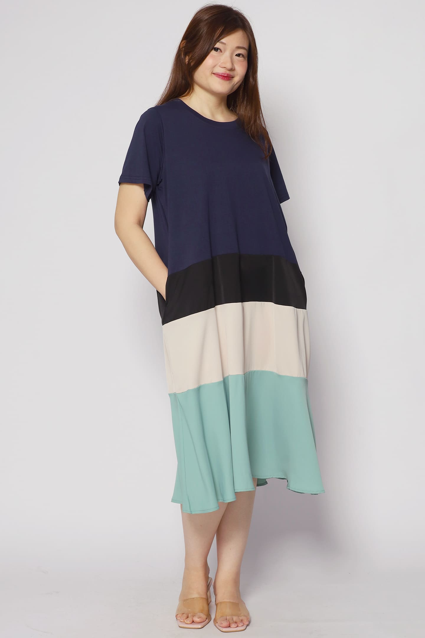 Ivon Colourblock Dress in Blue