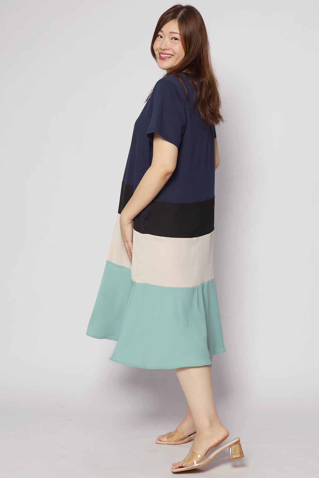 Ivon Colourblock Dress in Blue