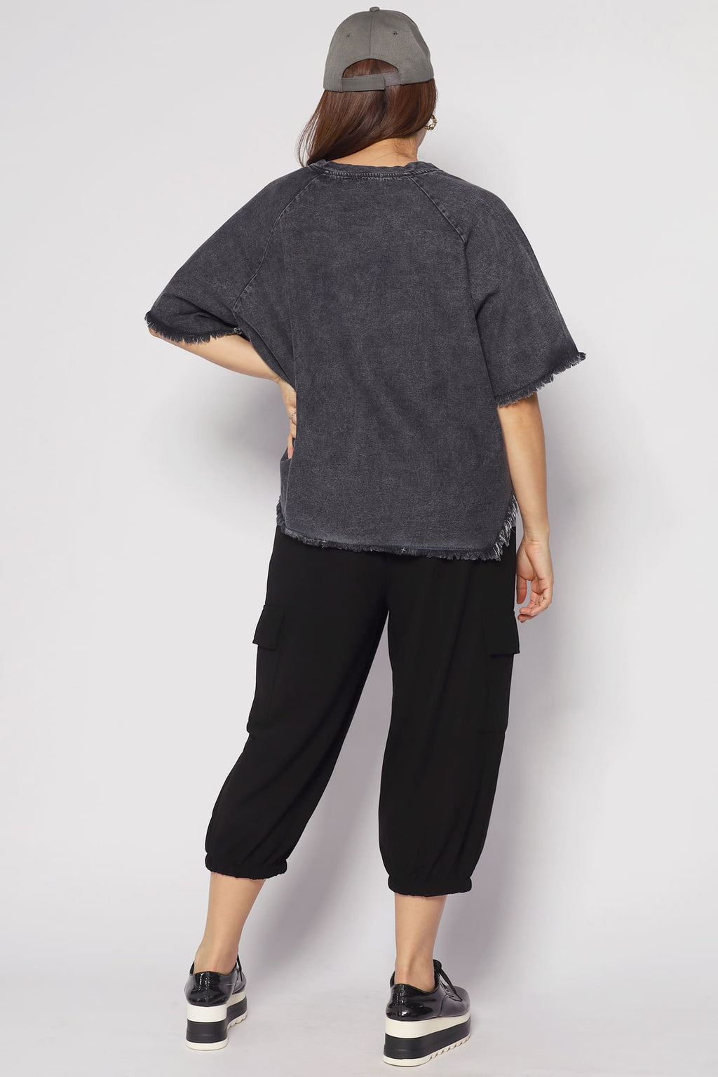 Johan Fringe Top in Black Denim