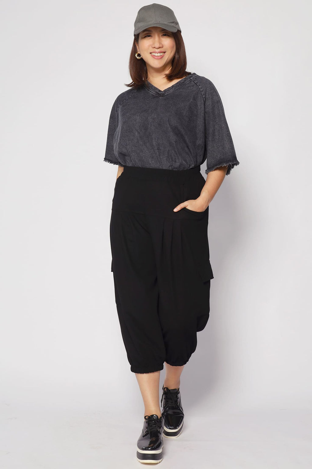 Johan Fringe Top in Black Denim