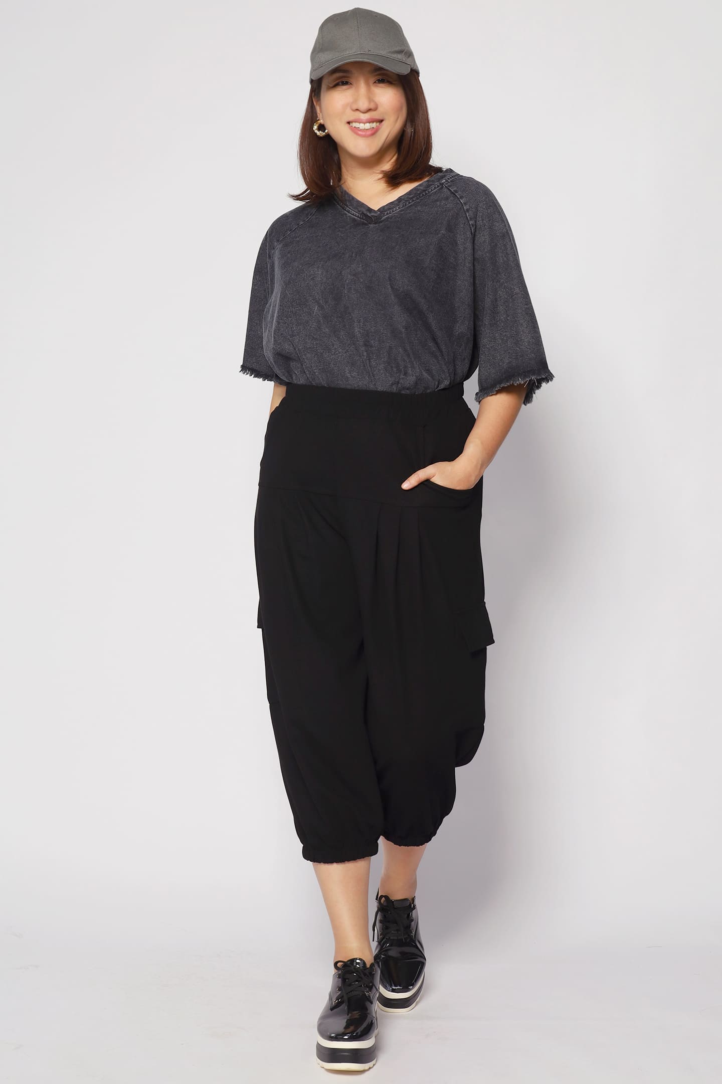Johan Fringe Top in Black Denim