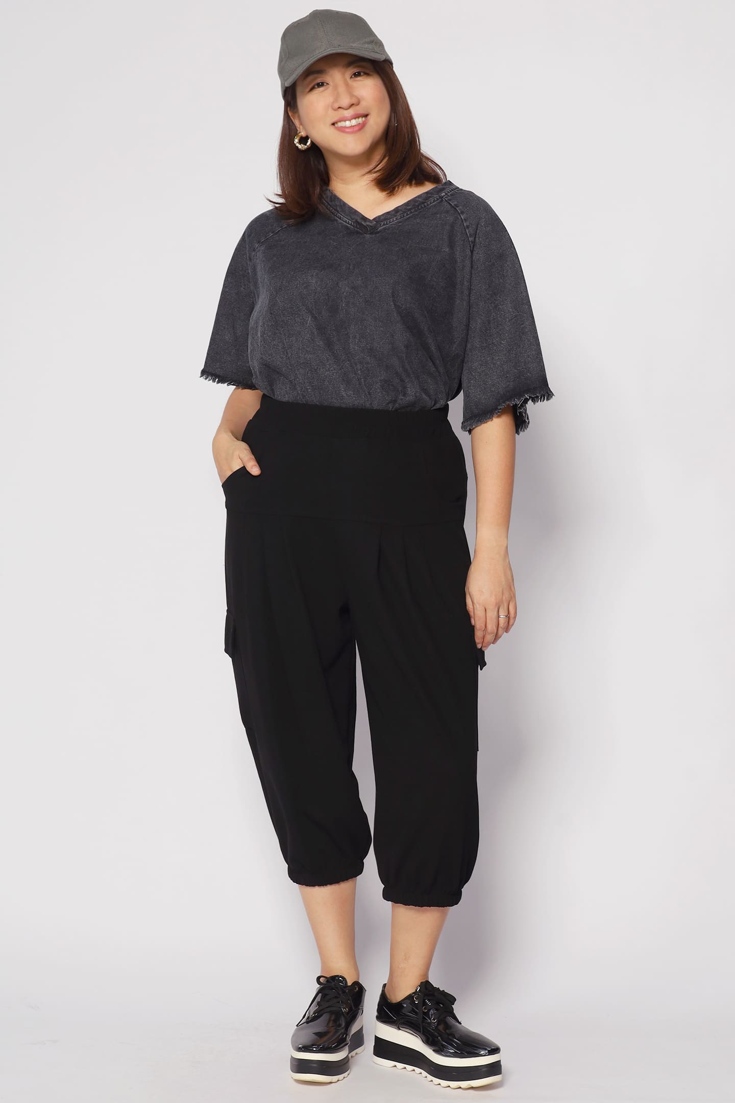 Johan Fringe Top in Black Denim