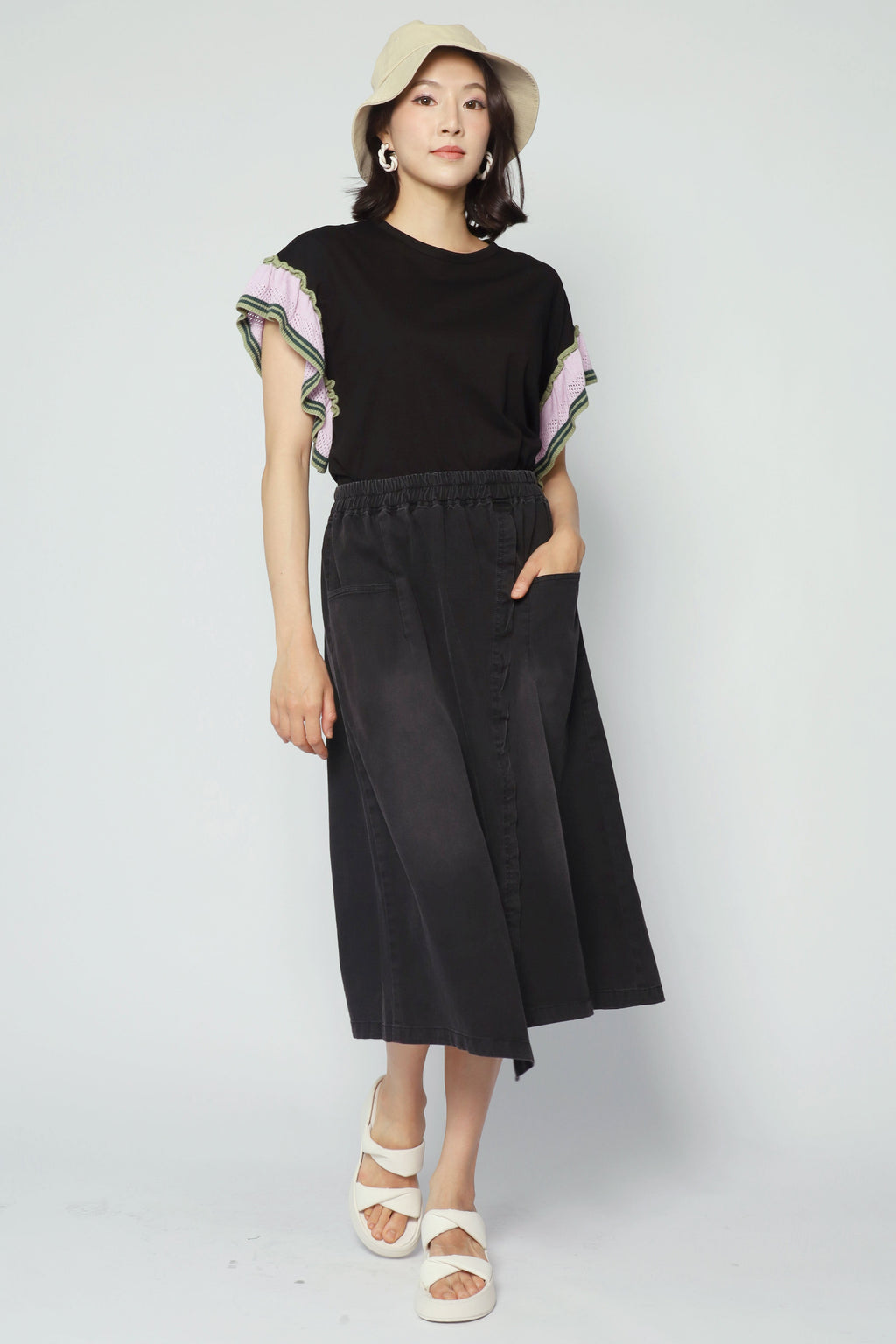 Karla Skirt in Black Denim
