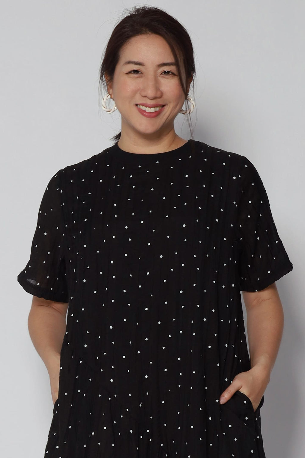 Lindy Polkadot Dress in Black
