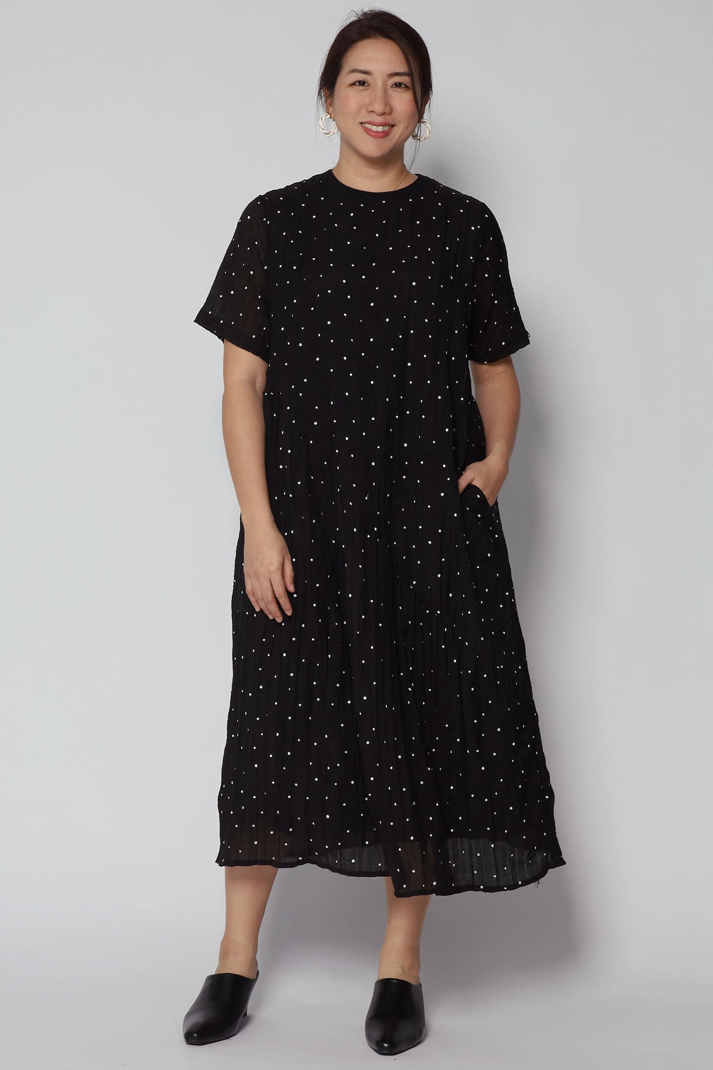 Lindy Polkadot Dress in Black