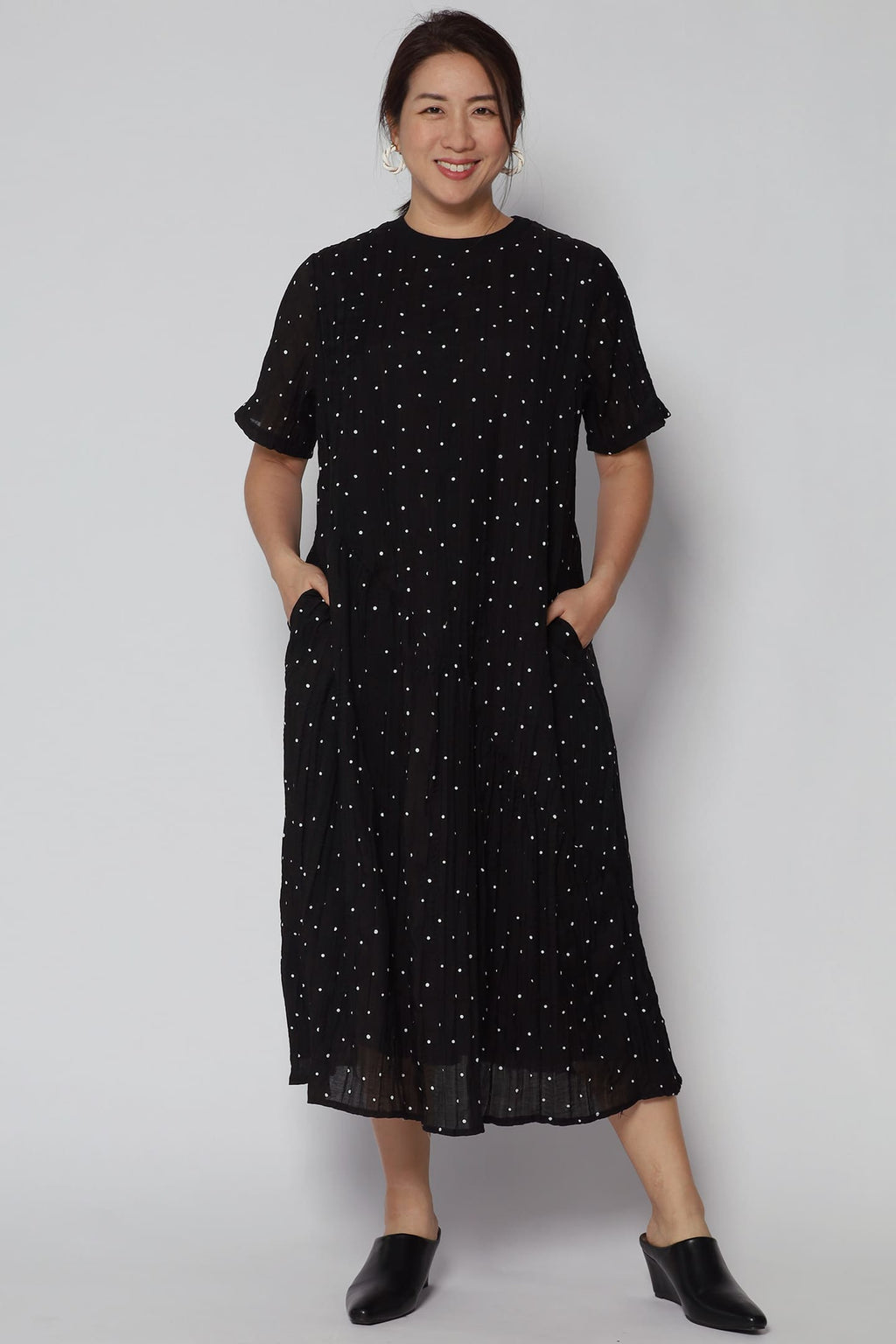 Lindy Polkadot Dress in Black