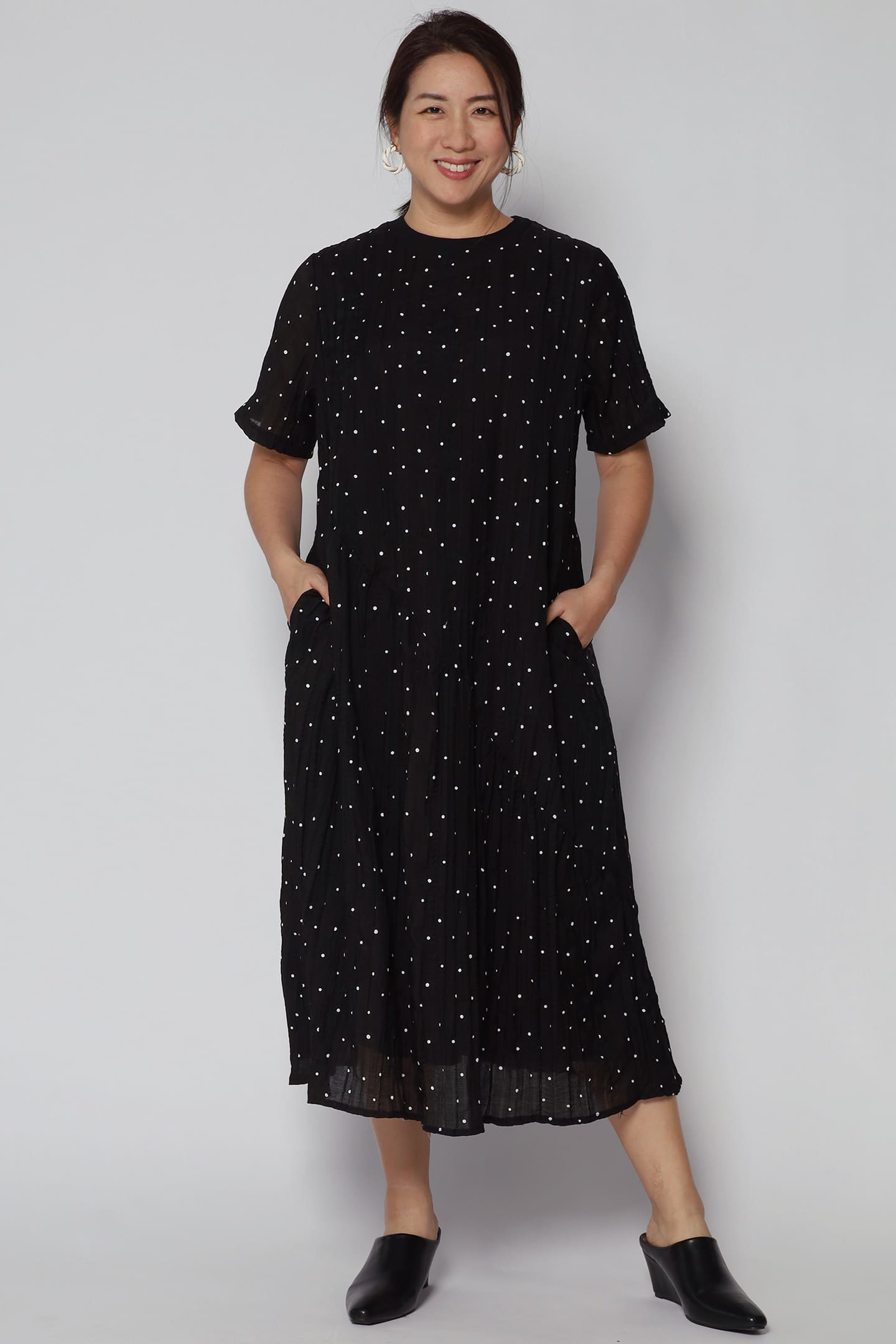 Lindy Polkadot Dress in Black