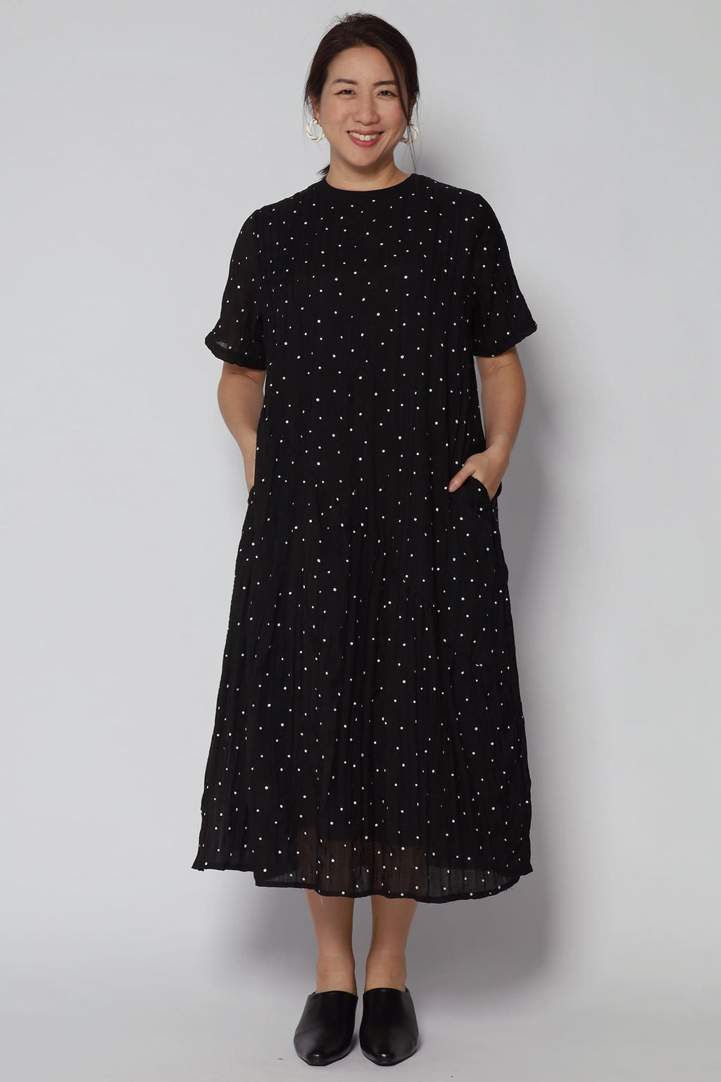 Lindy Polkadot Dress in Black