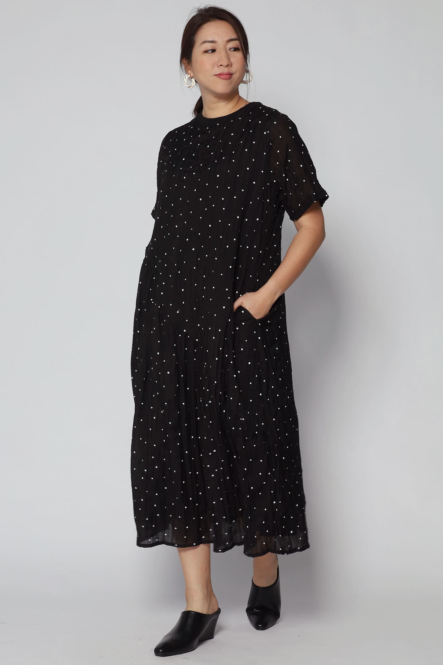 Lindy Polkadot Dress in Black