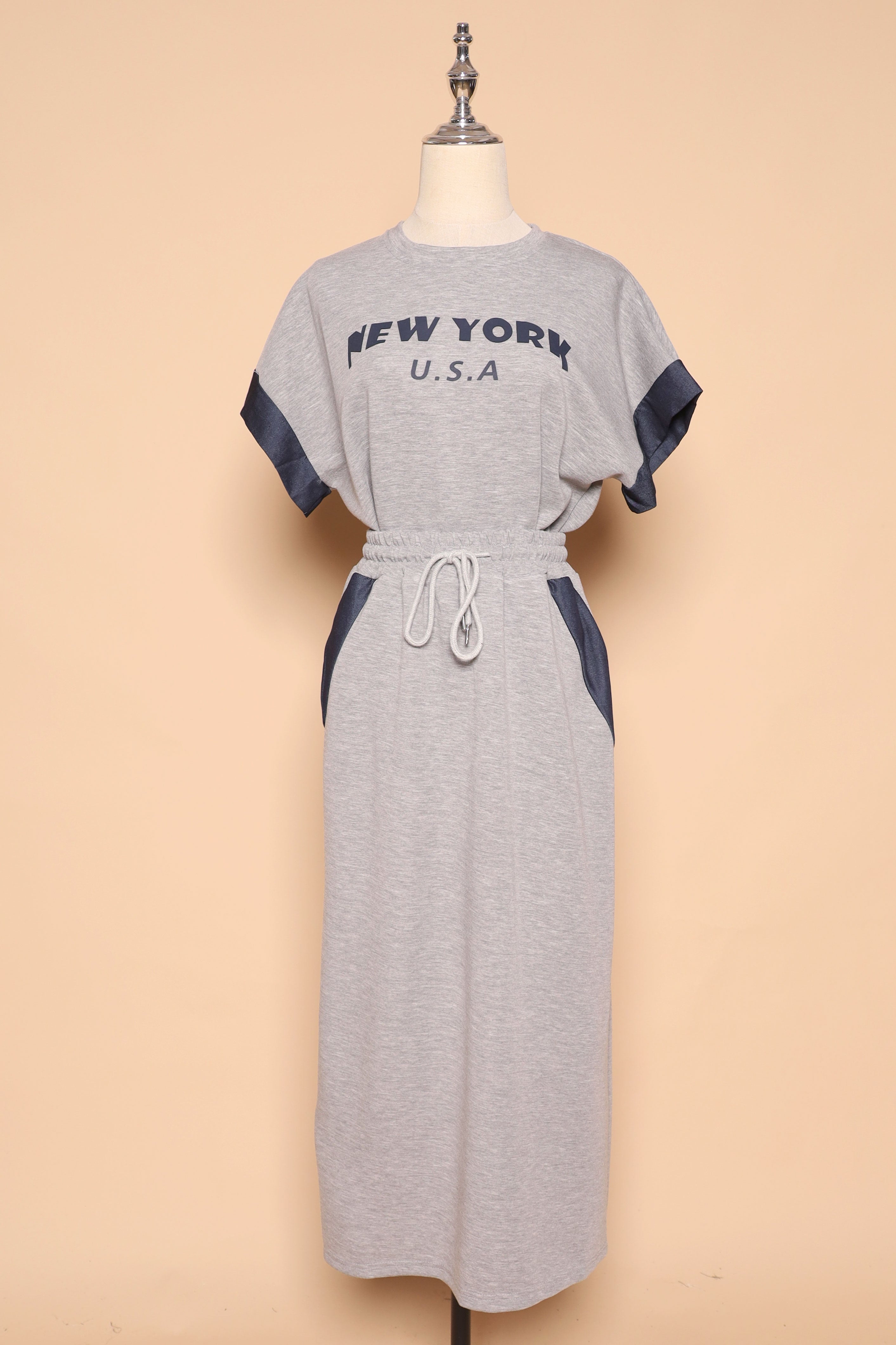PO - New York 2 in 1 Top and Skirt Set in Grey