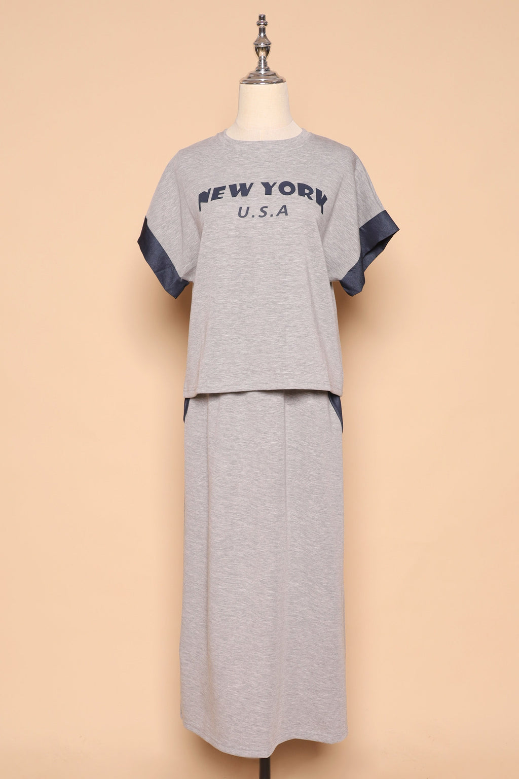 PO - New York 2 in 1 Top and Skirt Set in Grey