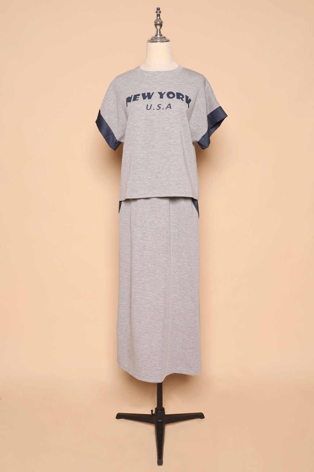 PO - New York 2 in 1 Top and Skirt Set in Grey