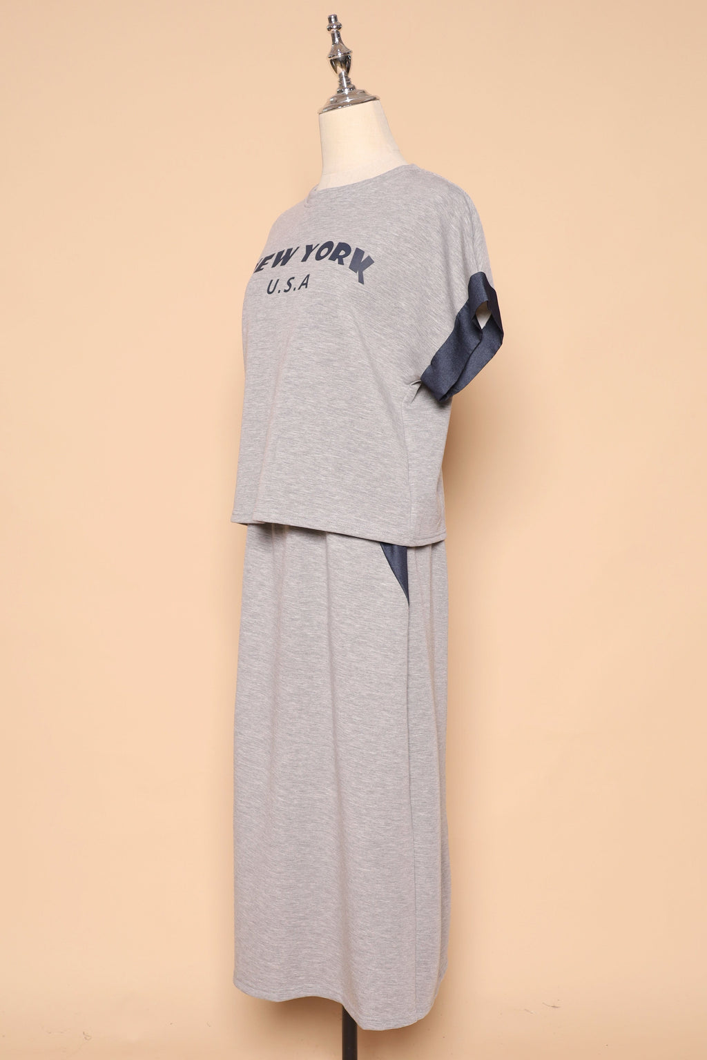 PO - New York 2 in 1 Top and Skirt Set in Grey