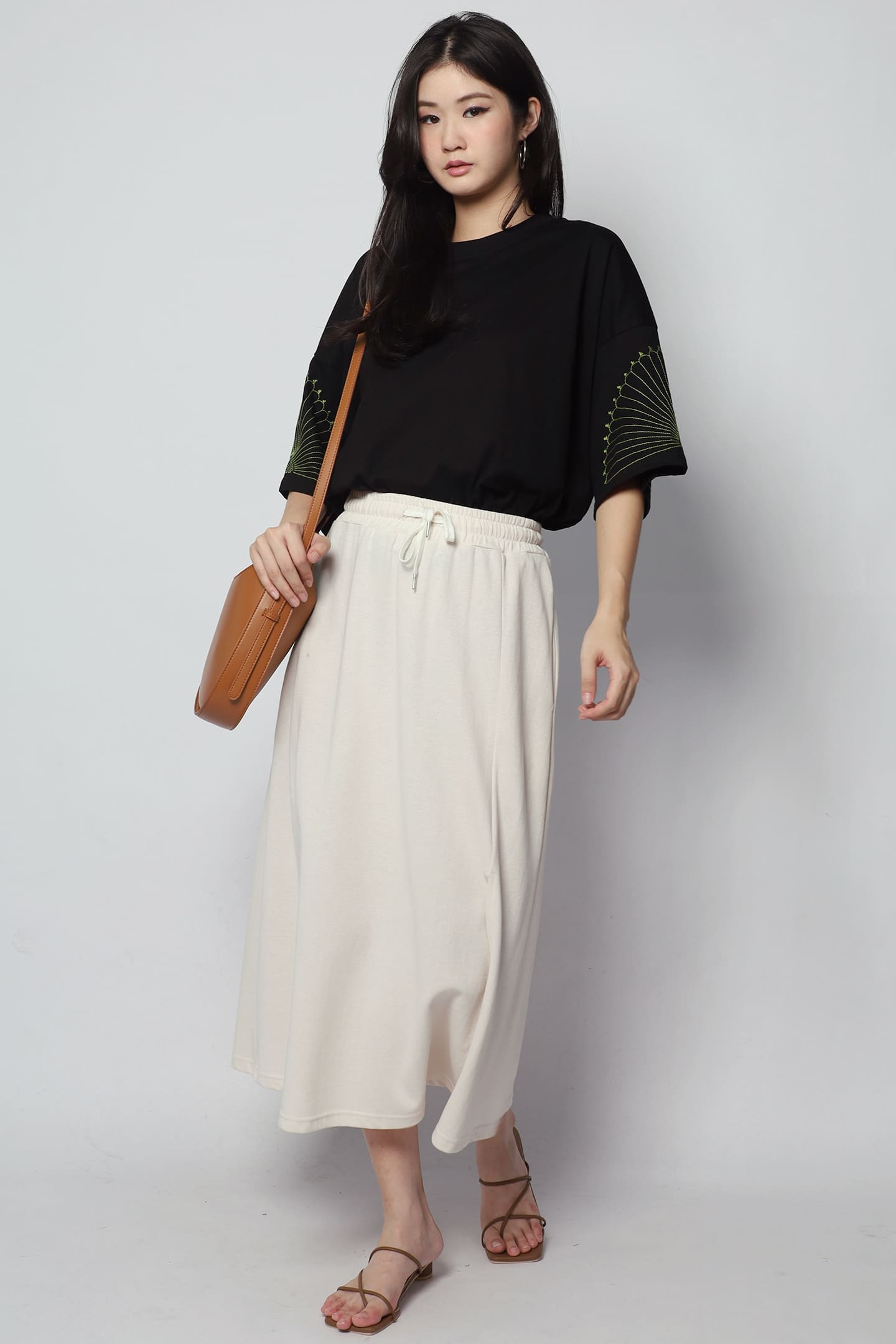 Peipei Embroidered Sleeves Top in Black