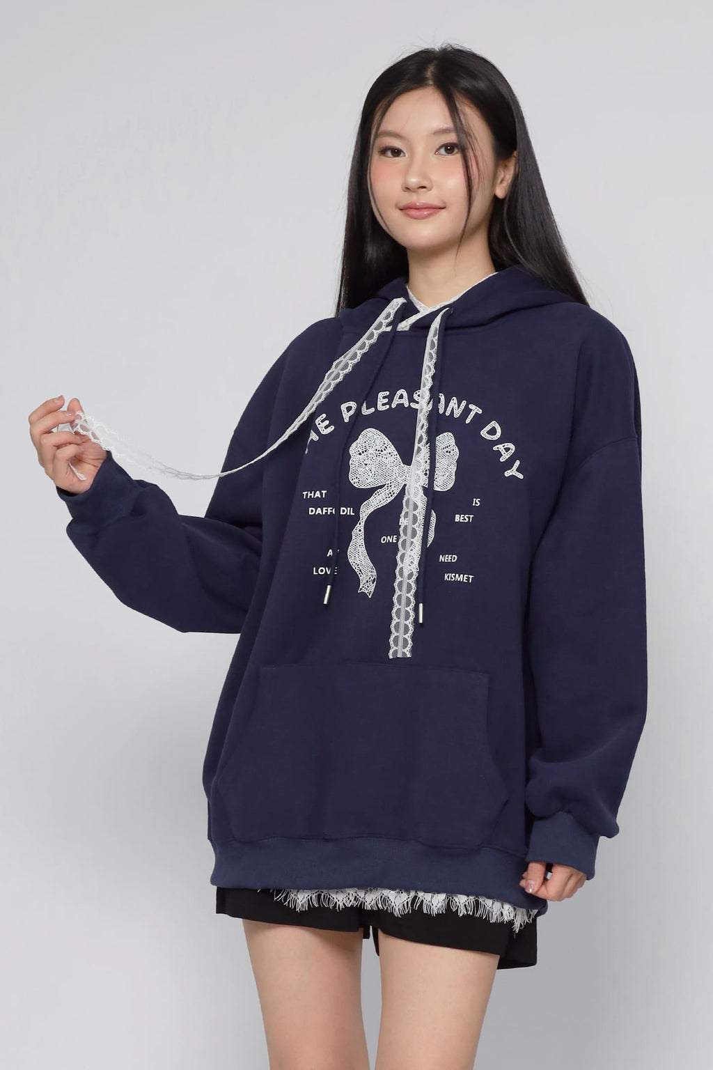 JOY - Pleasant Day Hoodie Pullover in Navy Blue
