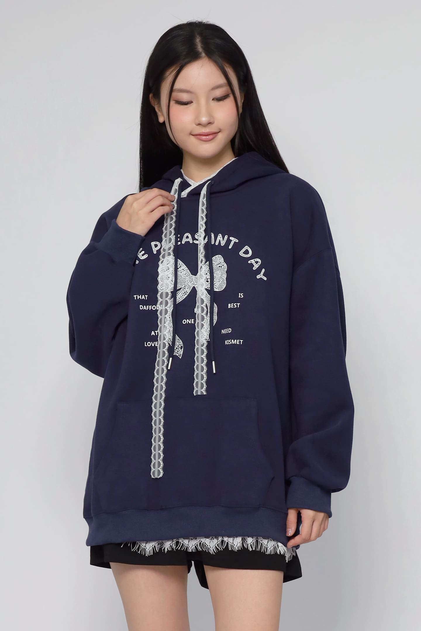 JOY - Pleasant Day Hoodie Pullover in Navy Blue