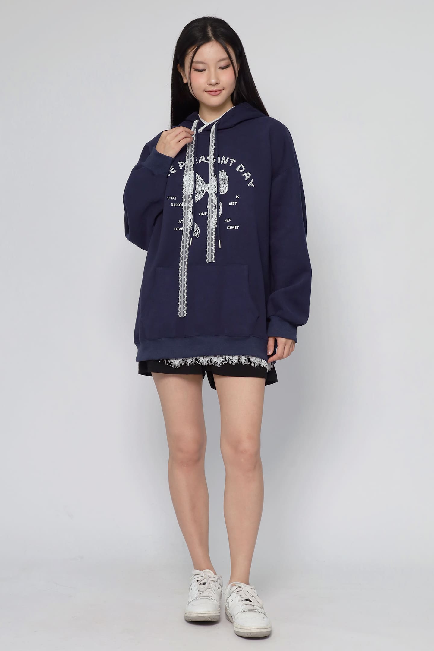 JOY - Pleasant Day Hoodie Pullover in Navy Blue