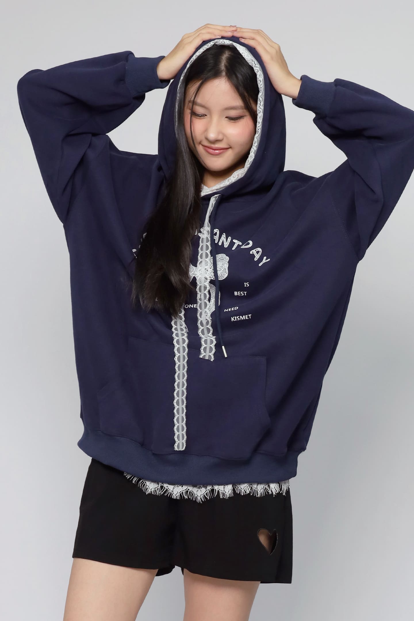 JOY - Pleasant Day Hoodie Pullover in Navy Blue