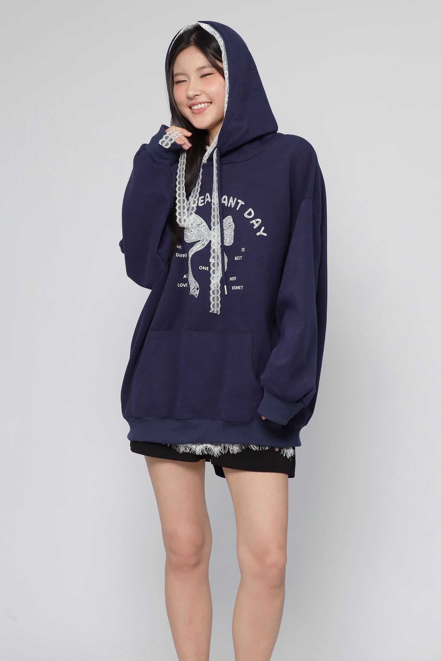 JOY - Pleasant Day Hoodie Pullover in Navy Blue