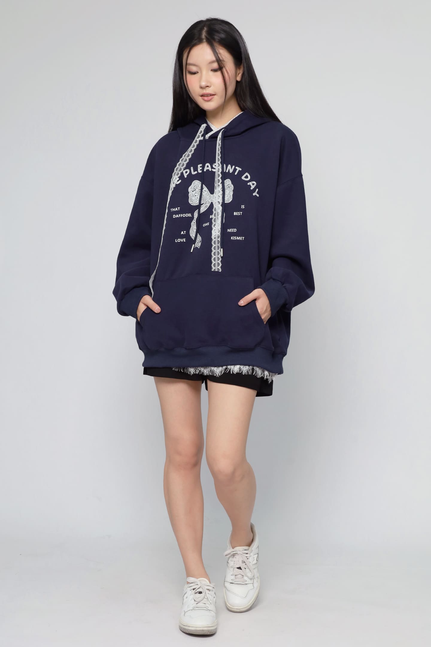 JOY - Pleasant Day Hoodie Pullover in Navy Blue