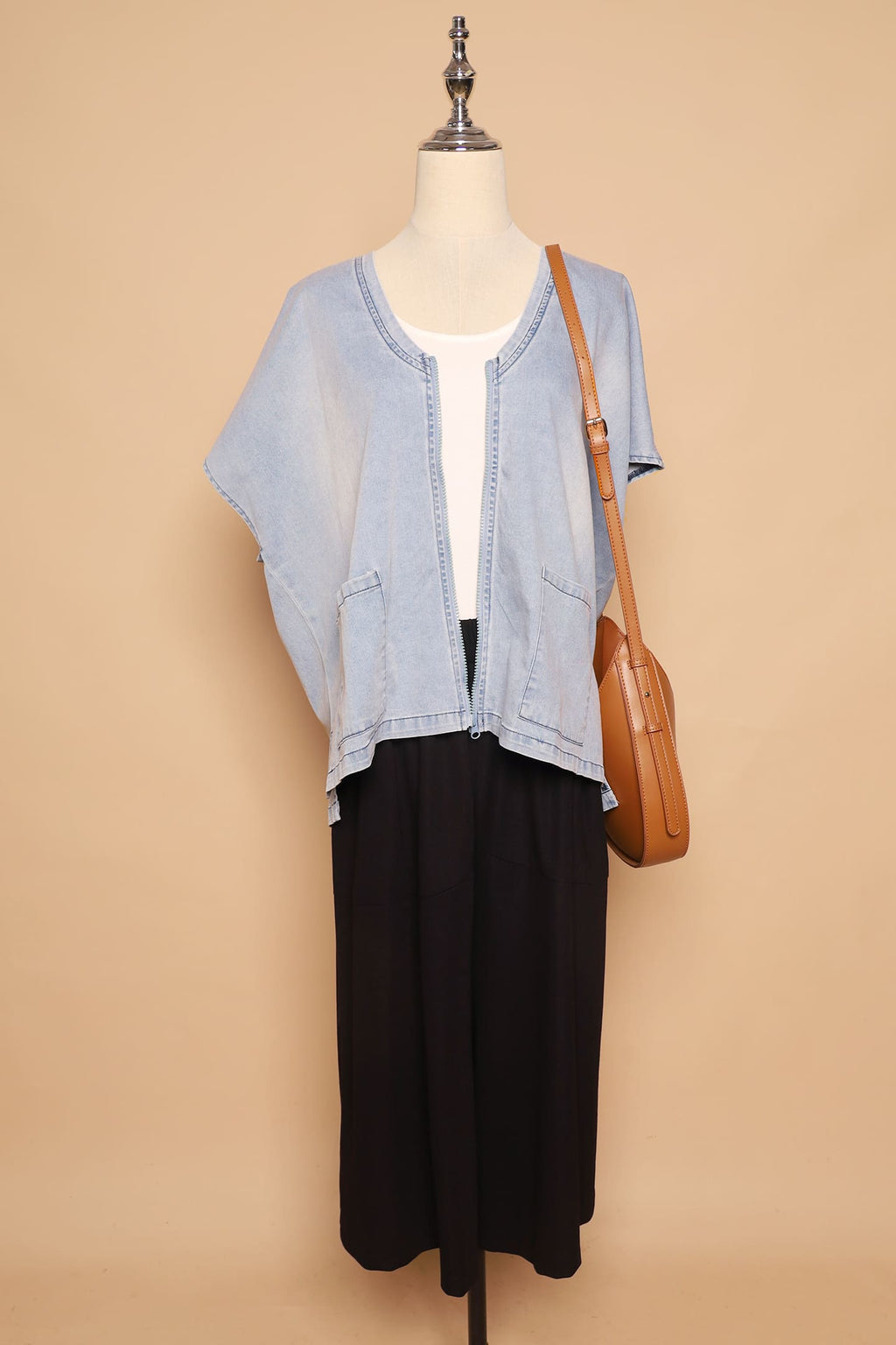 PO - Ryanne Zipper Jacket in Light Denim