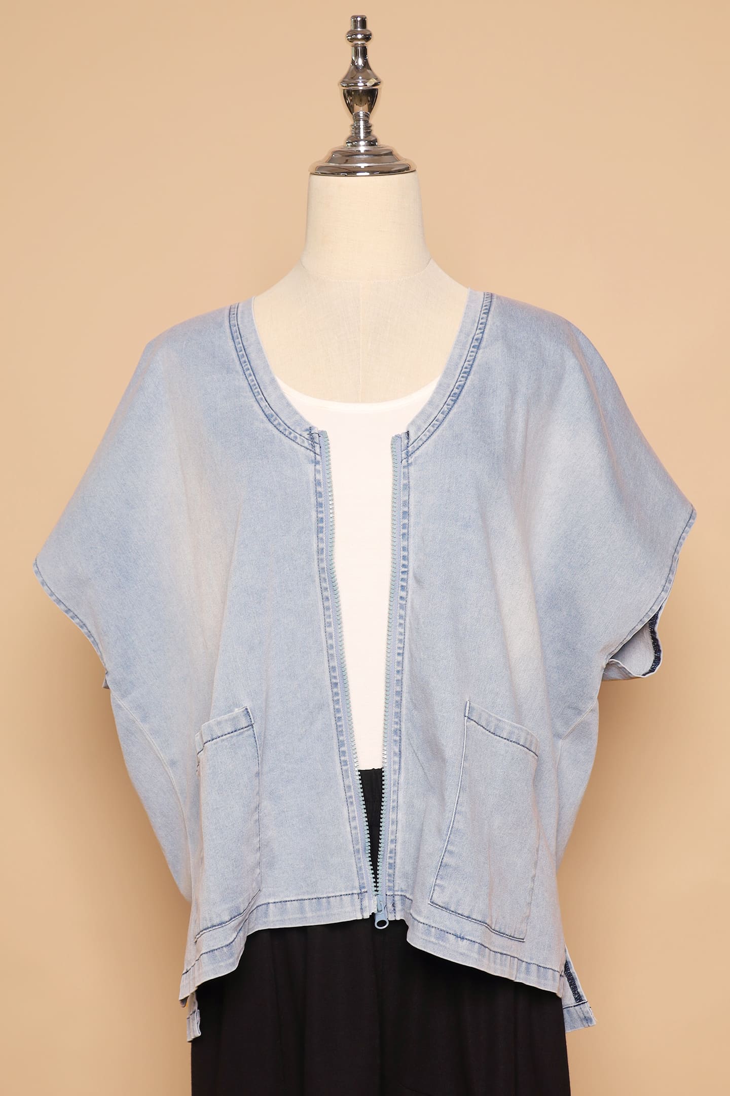 PO - Ryanne Zipper Jacket in Light Denim