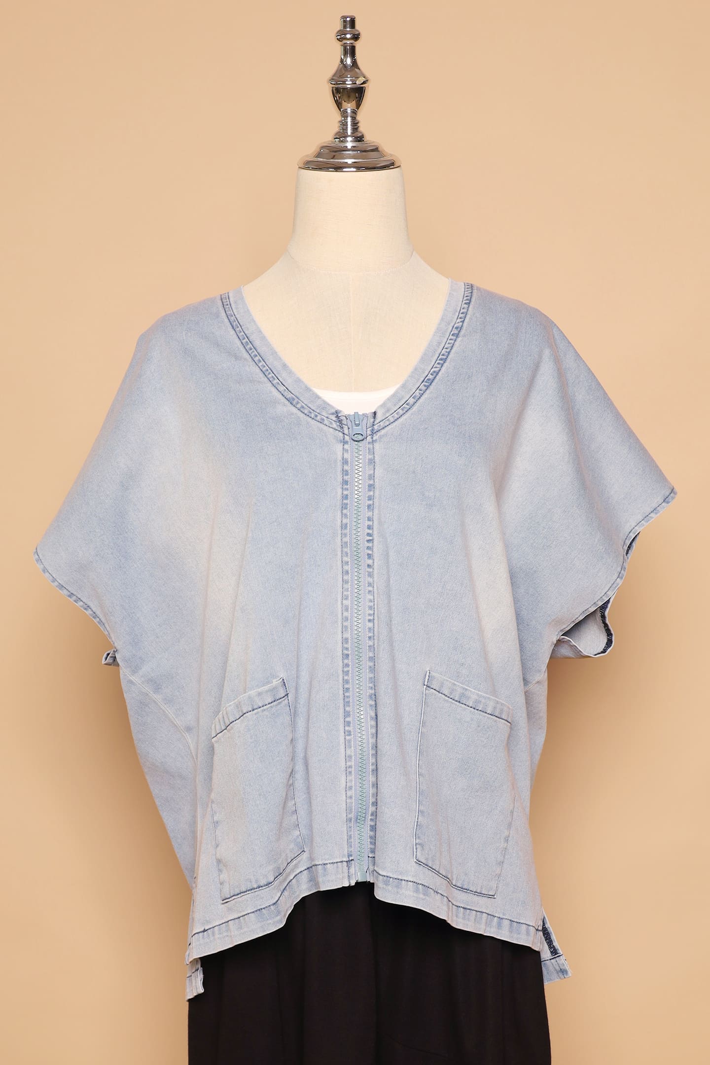 PO - Ryanne Zipper Jacket in Light Denim