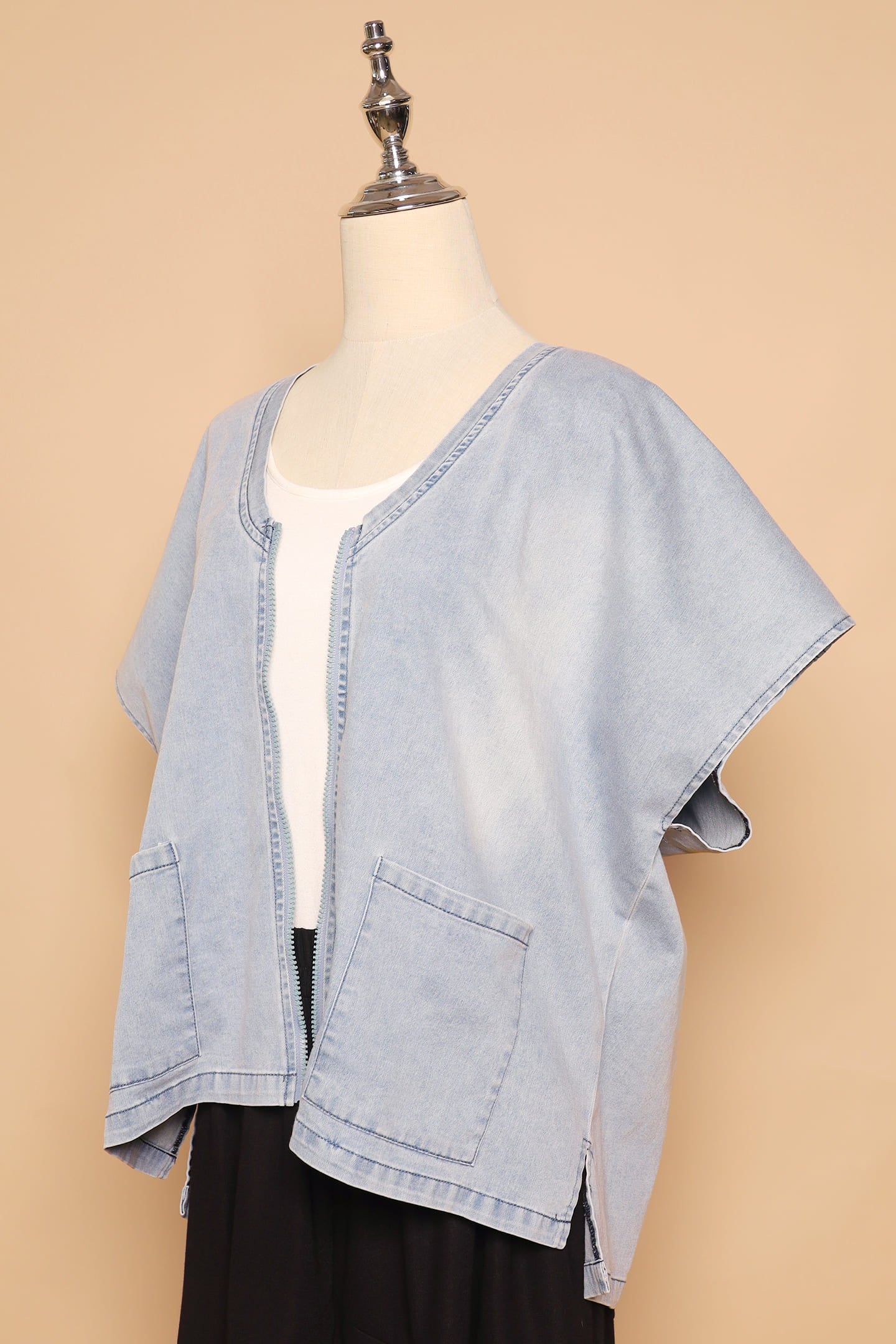 PO - Ryanne Zipper Jacket in Light Denim