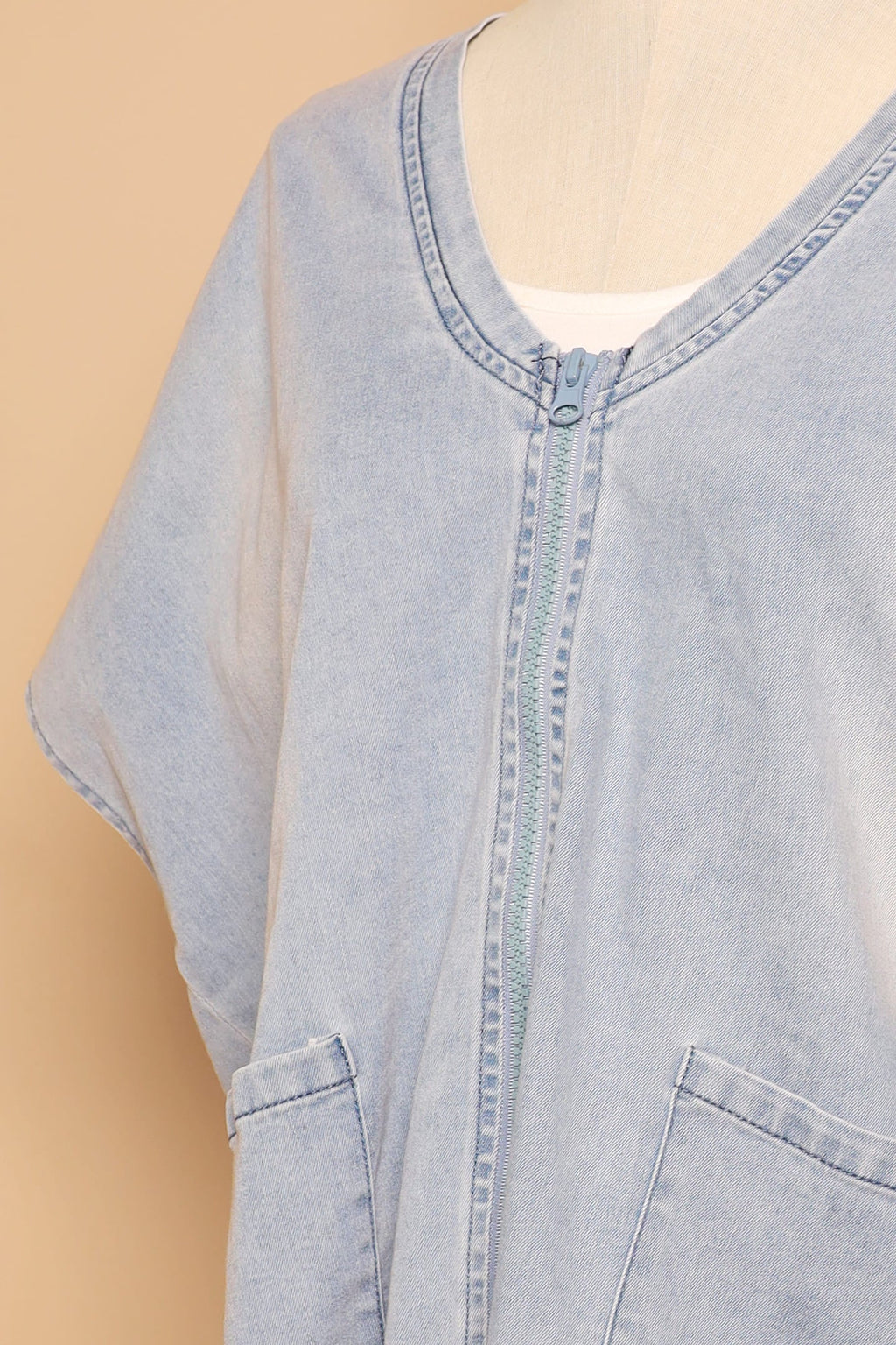PO - Ryanne Zipper Jacket in Light Denim