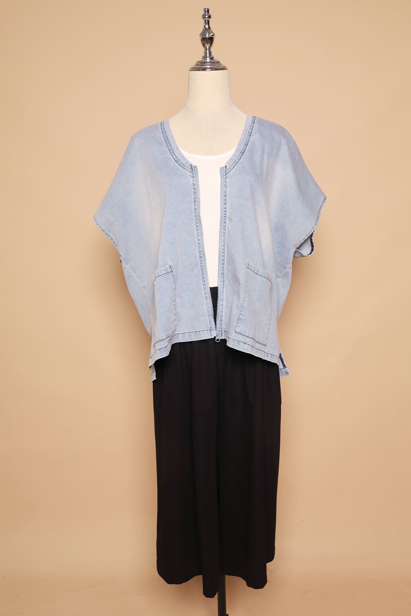 PO - Ryanne Zipper Jacket in Light Denim