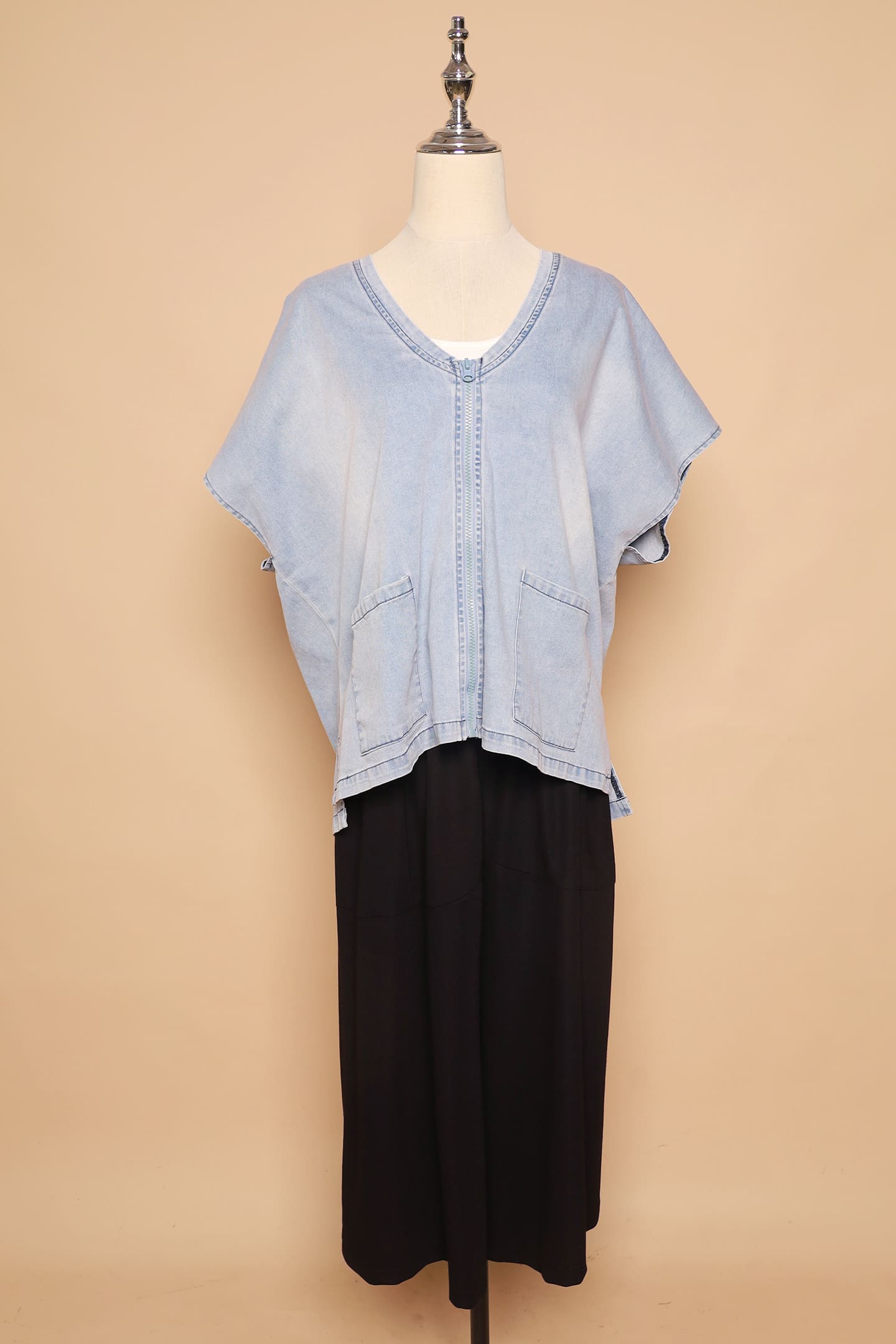 PO - Ryanne Zipper Jacket in Light Denim