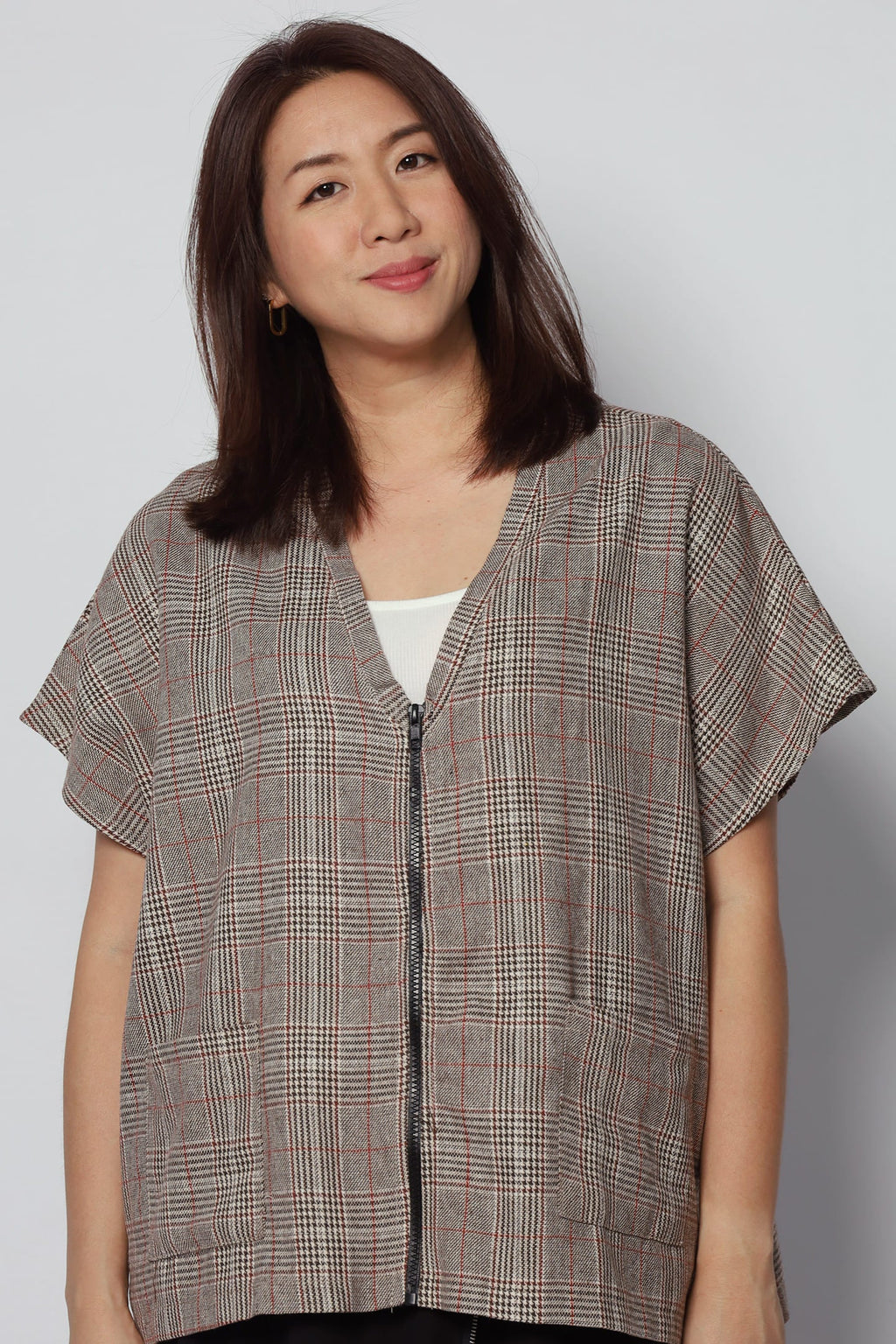 Ryanne Zipper Jacket in Checks