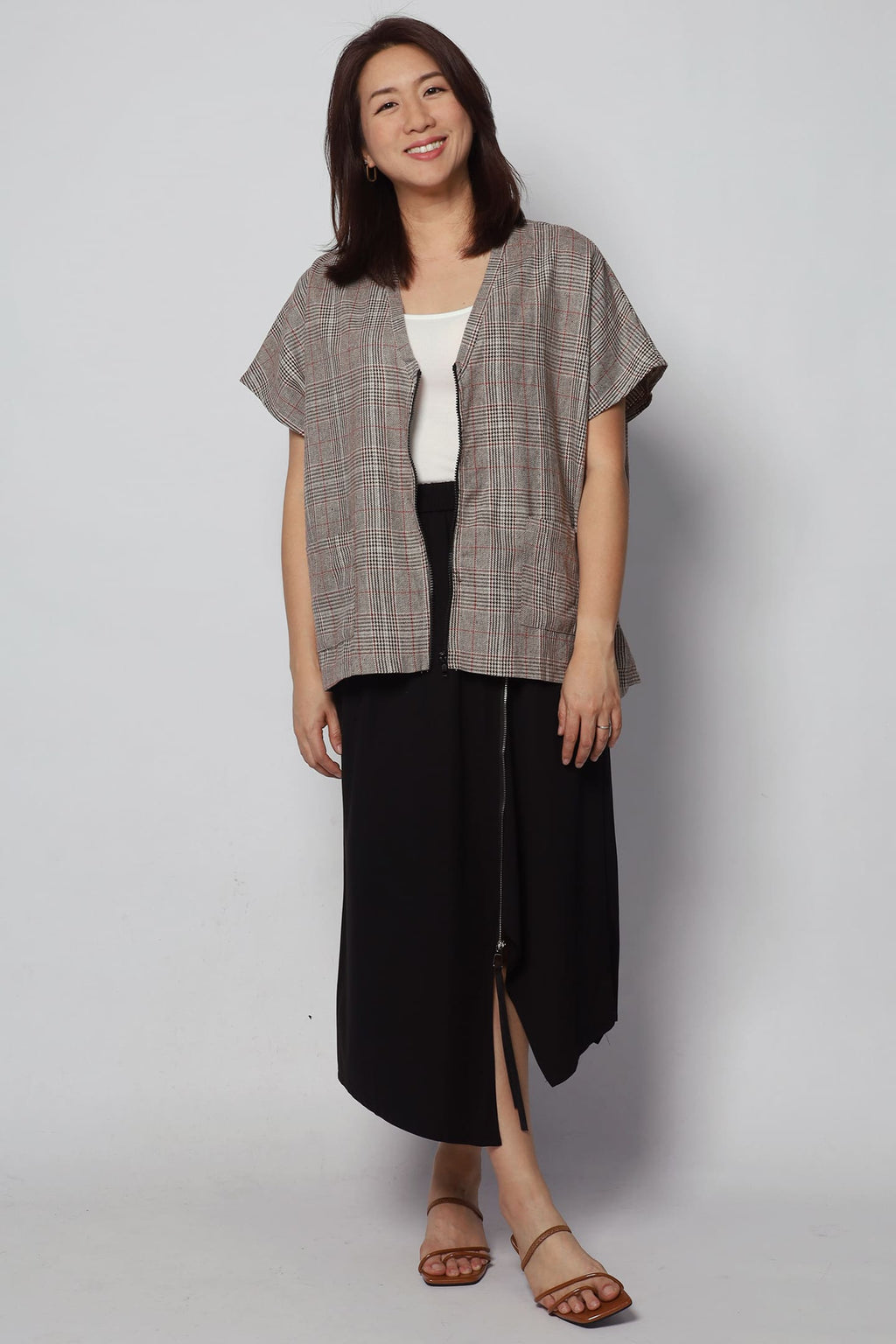 Ryanne Zipper Jacket in Checks