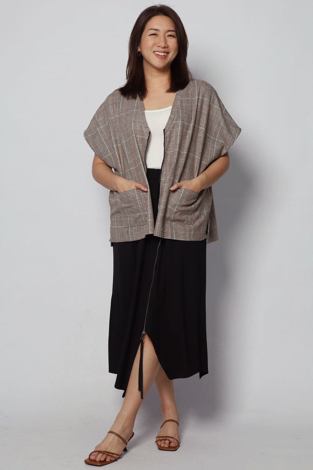 Ryanne Zipper Jacket in Checks