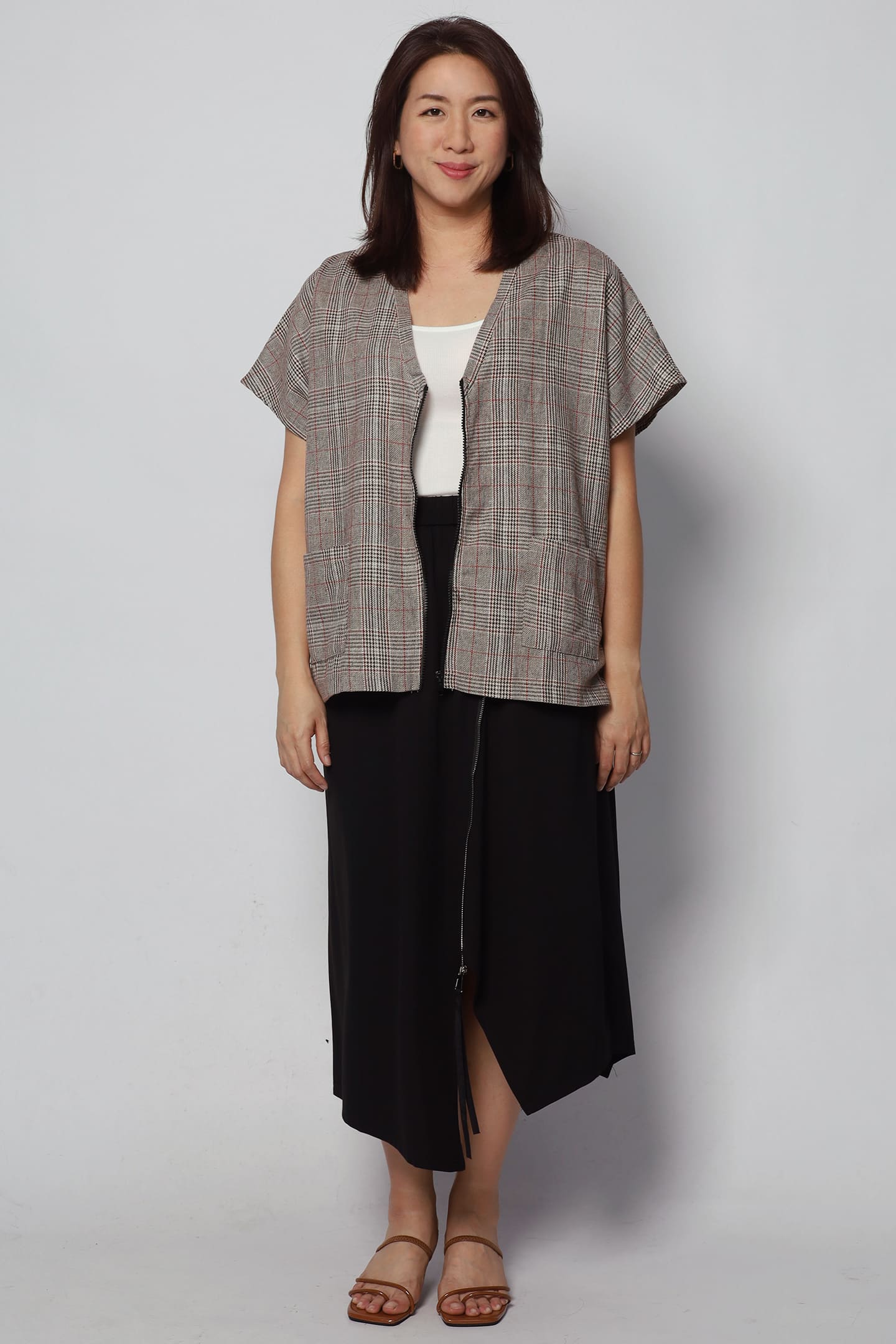 Ryanne Zipper Jacket in Checks