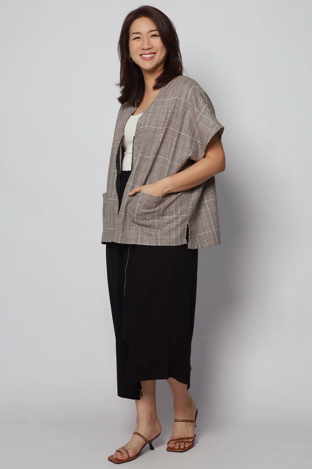 Ryanne Zipper Jacket in Checks