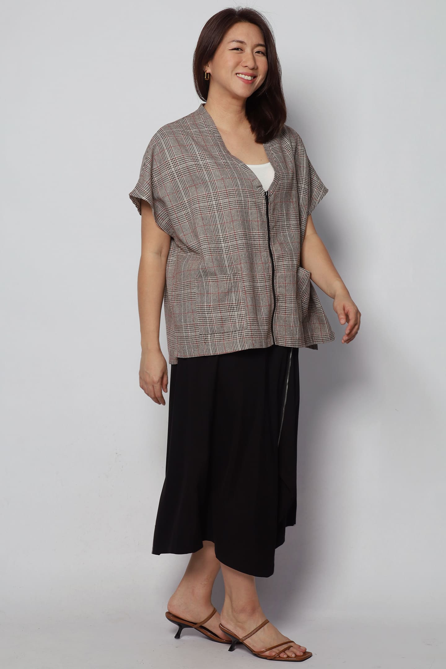 Ryanne Zipper Jacket in Checks