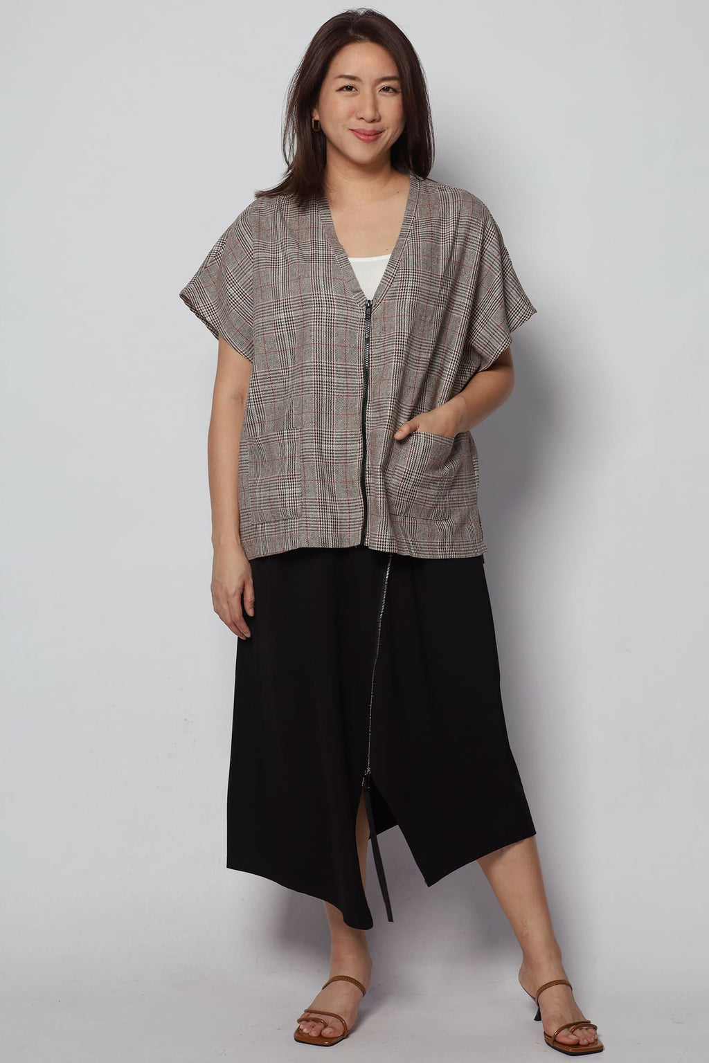 Ryanne Zipper Jacket in Checks