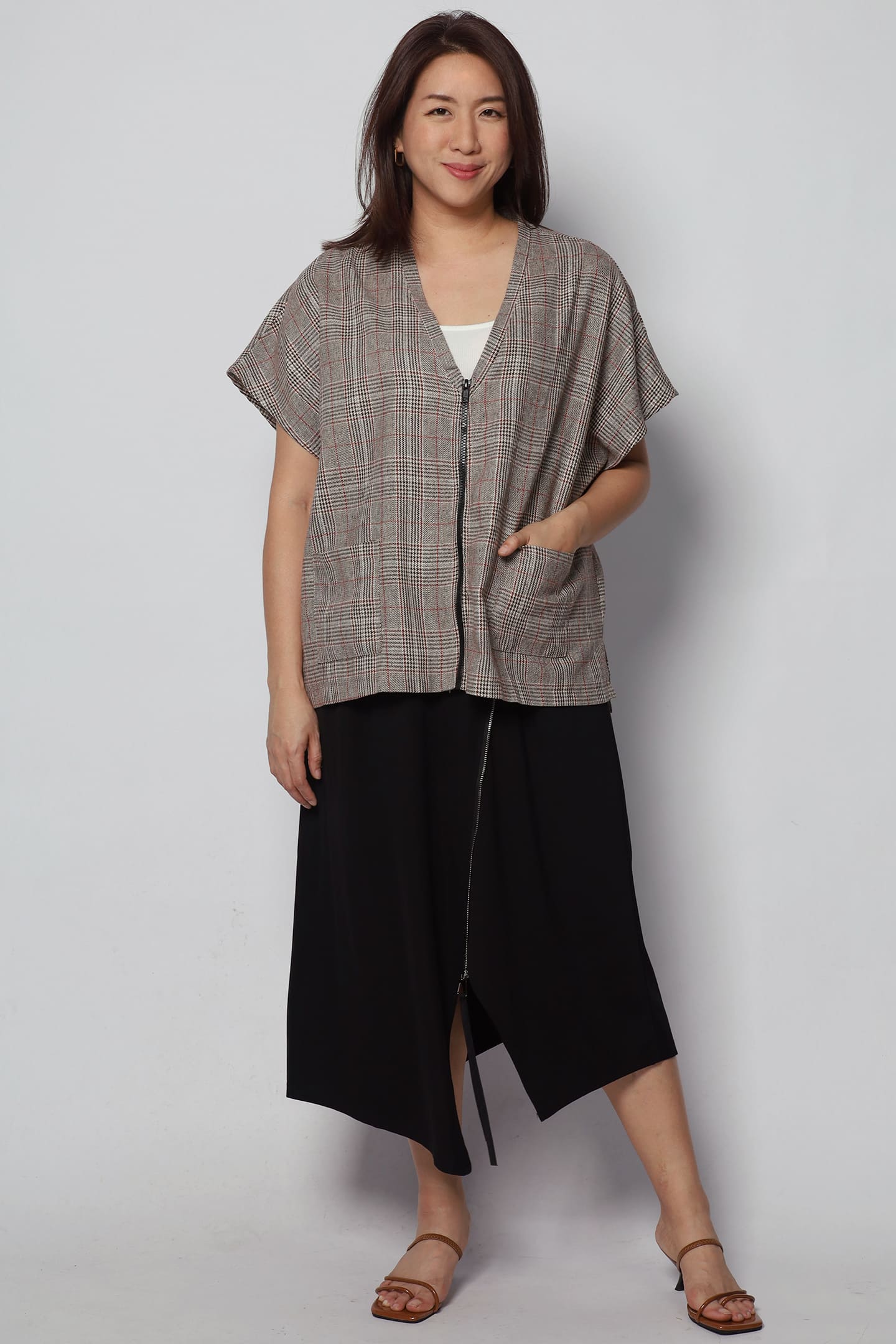 Ryanne Zipper Jacket in Checks